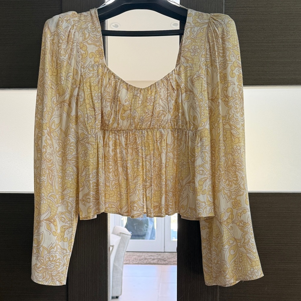 Sage Yellow Floral Blouse